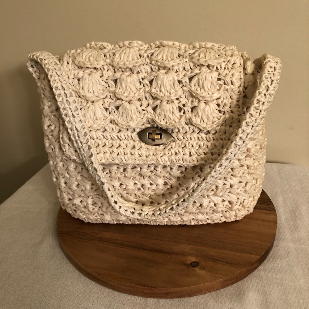 Vintage Woven Rattan Purse Handbag Japan Straw Summer Pocketbook